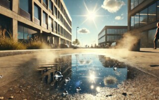 An evaporating puddle depicting evaporating business confidence